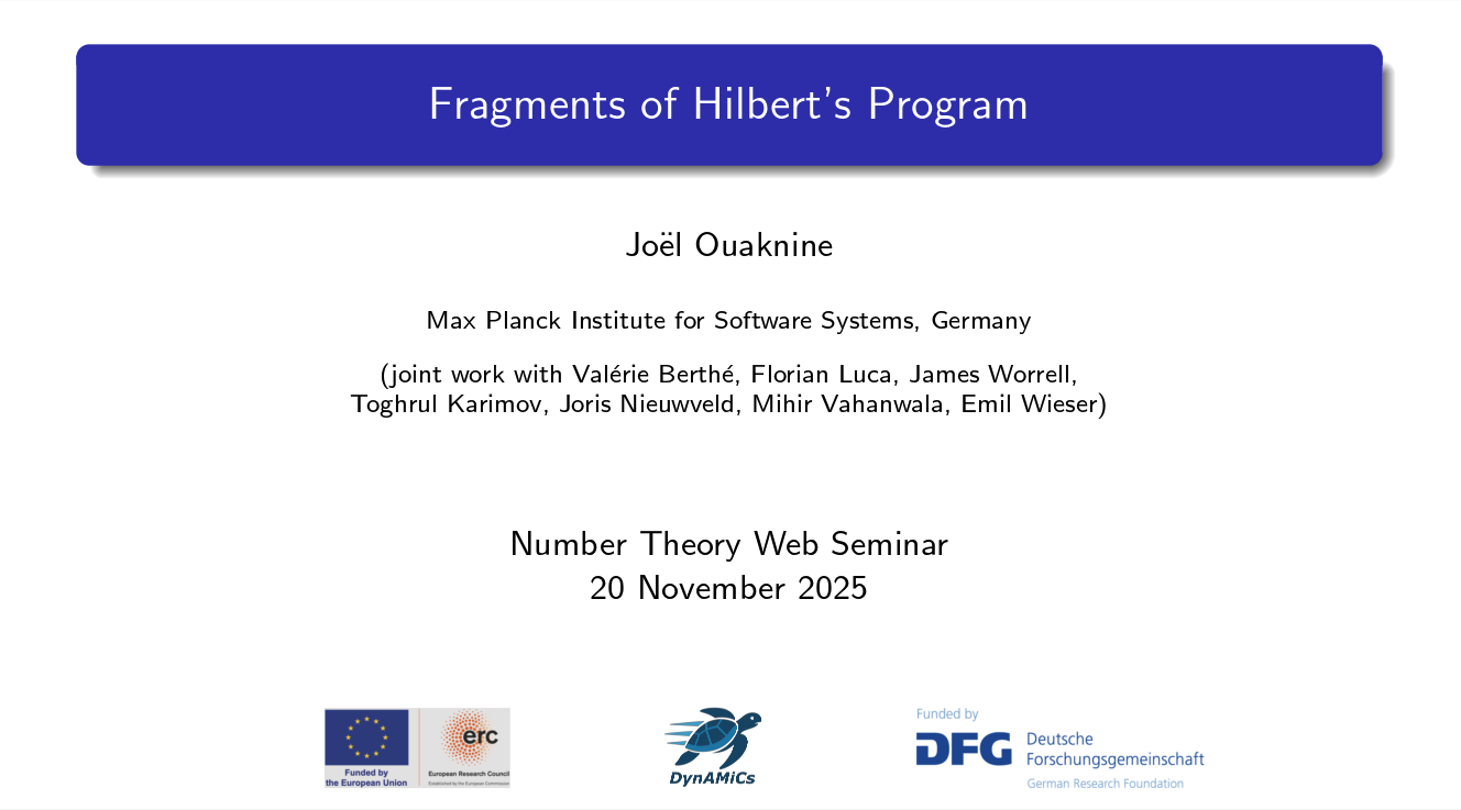 Slides thumbnail for DynAMiCs Fragments of Hilbert's Program