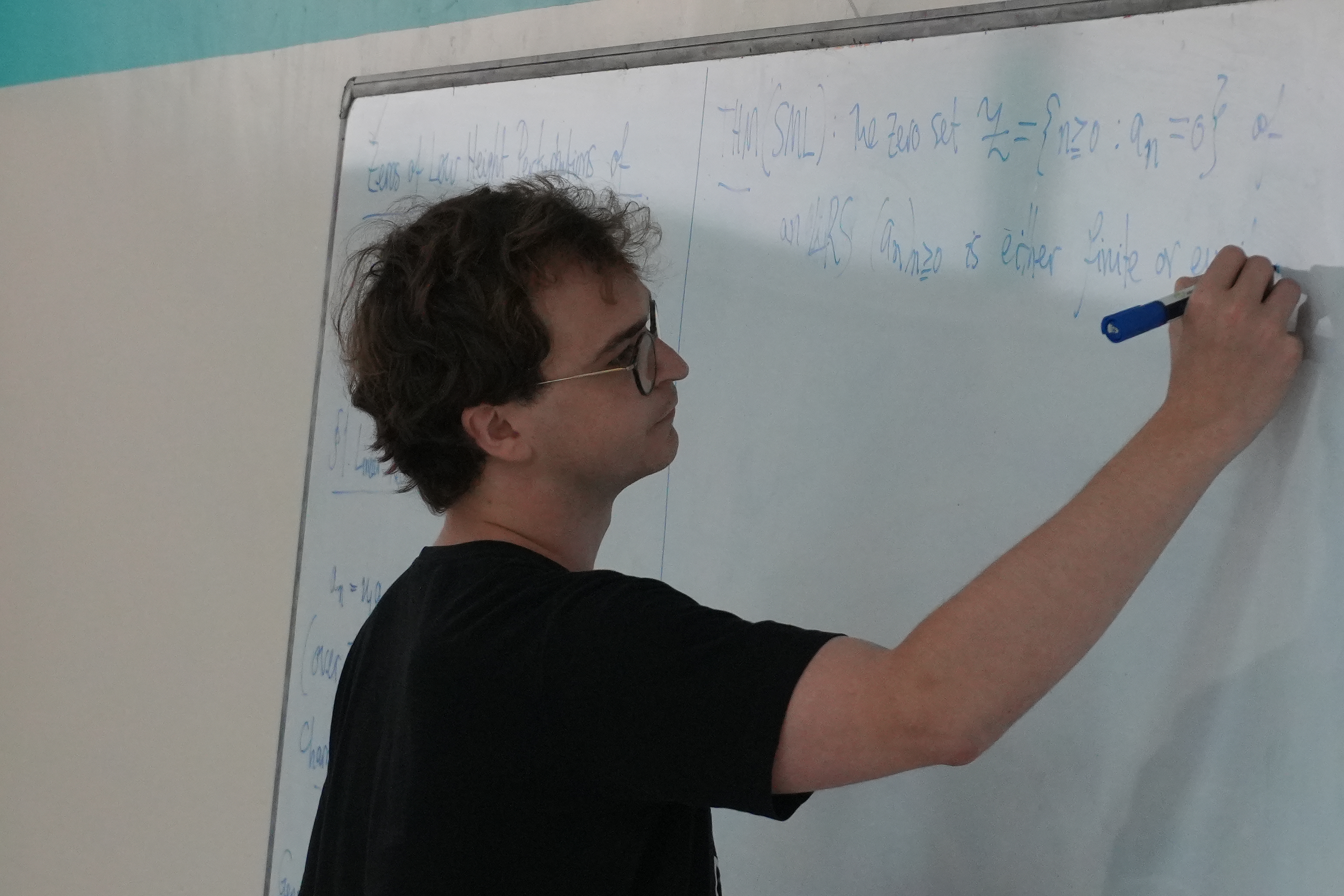 Victor Shirandami's whiteboard talk 'Zeros of low height perturbations of exponential polynomials'