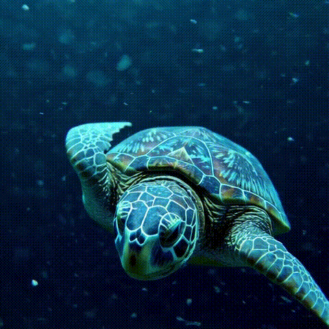 A turle swimming underwater